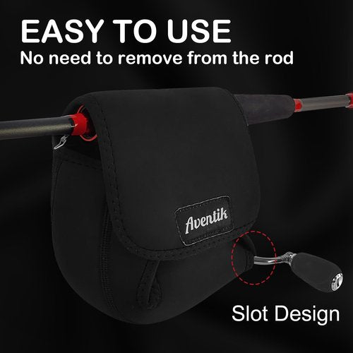 Aventik Spinning Reel Cover Storage Baitcasting Trolling Fishing Reel Protective Case Pouch Sleeve Gloves Fishing Bags Fits 1000-6000 Series(M(2000-4000reels)-3PACK)