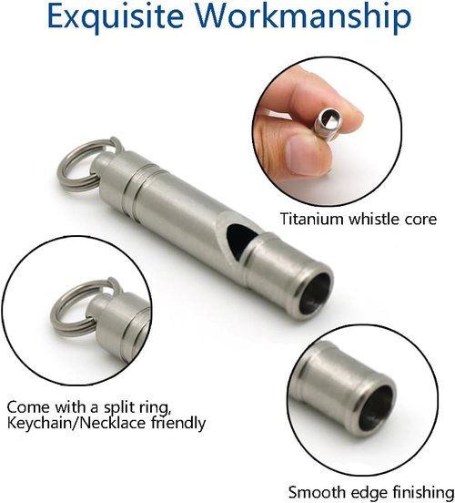 Loud Titanium Emergency Whistle Keychain for Survival, Hiking & Pet Training