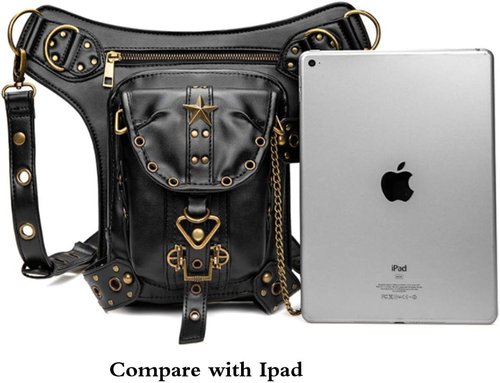 Halloween Unisex Steampunk Hiking Fanny Waist Bag Military Tactical Drop Leg Bag Outdoor Bike Motorcycle Cycling Pack Utility Backpack Pouch Shoulder Arm Bag Black