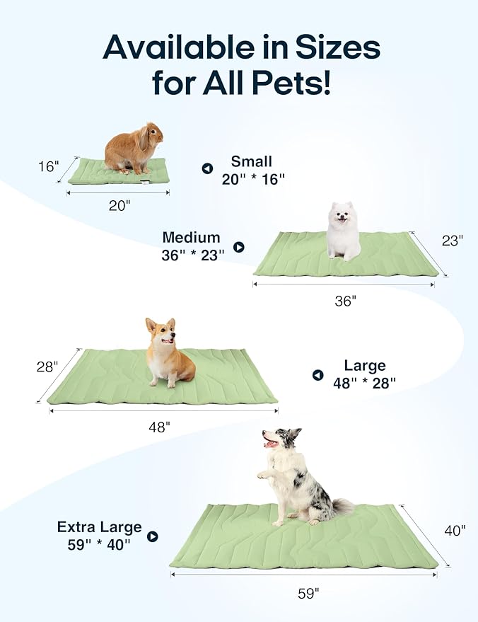 ZonLi Dog Cooling Mat, 36" x 23" Medium, Reversible Cooling Pad for Dogs & Cats (Cool & Warm), Durable & Machine Washable, Pet Mat for Crate, Kennel, Bed, Sofa, Sage Green