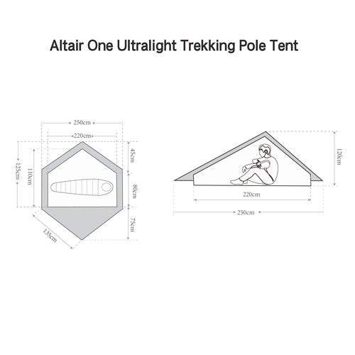 Nature Link Altair One Ultralight Backpacking Tent, 1 Person Trekking Pole Tent, Waterproof, Compact, 3 Season, Double Wall Shelter for Backpacking, Camping, Thru Hiking, Trekking