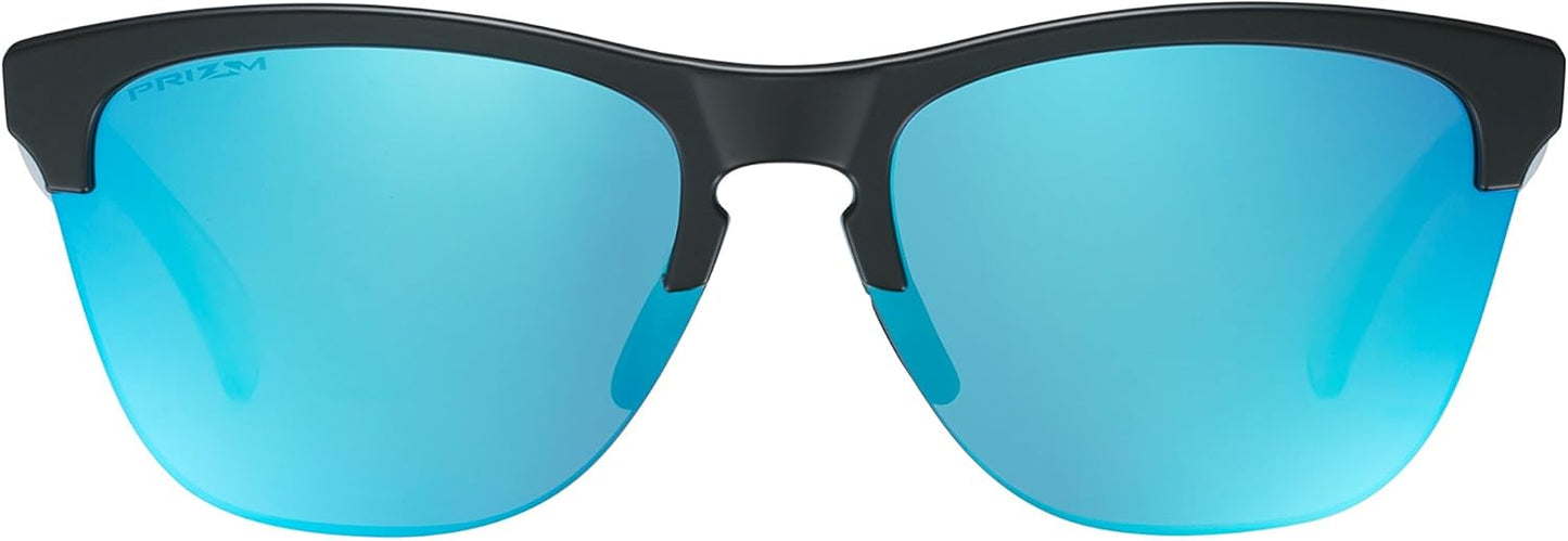 Oakley Frogskins Lite Sunglasses Matte Black/Matte Clear with Prizm Sapphire Lens 63mm