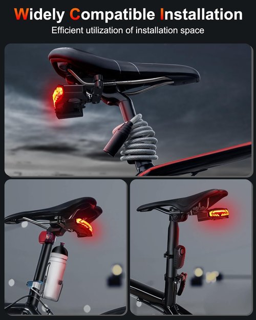 ONVIAN Colorful Bike Tail Light with Turn Signals, USB Rechargeable Bike Brake Light with Wireless Remote, 15 Light Modes 7 Colors Waterproof Cycling Safety Light for Adults Kids Road Mountain (SF31)
