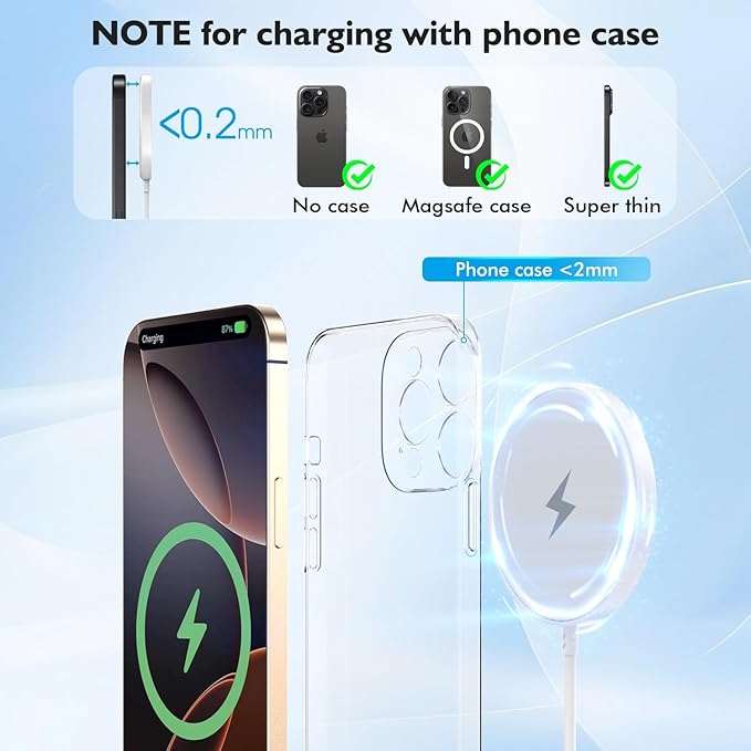 [Apple MFi Certified]Magnetic Wireless iPhone Charger Magsafe Charger,6FT 15W Fast Phone Charging Pad Wireless Magnetic Charge for iPhone 16 Pro Max/16 Pro/16 Plus/15 Pro Max/14/13/AirPods3/2/Pro/Pro2