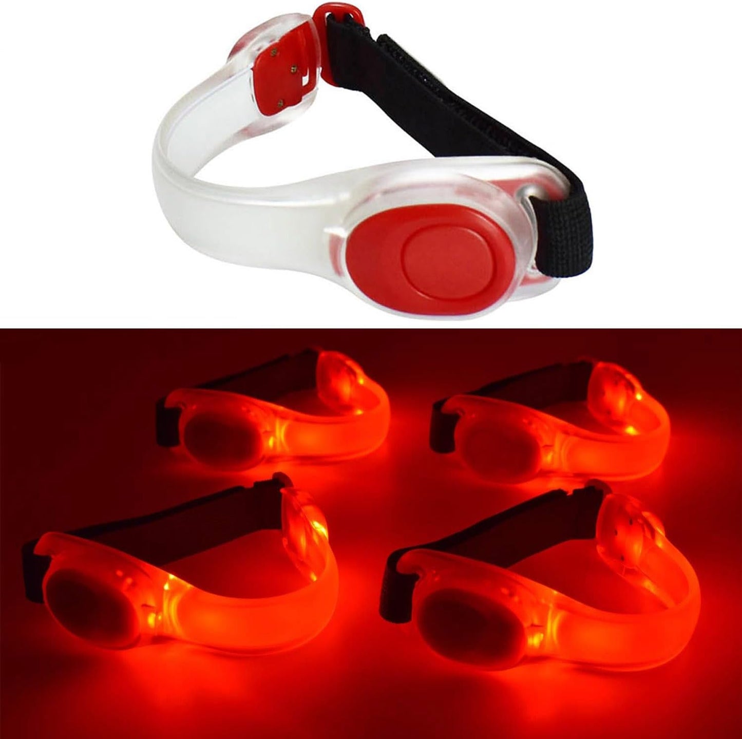 Premium LED Light Up Armband, Reflective Adjustable Wearable Silicone Running Belt Strap/Waterproof Glow in The Dark for Running Jogging Walking Cycling Concert Camping Outdoor Sports