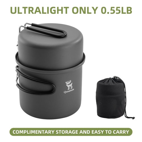 Qunature Ultralight Camping Pot 1.1L Foldable Camping Cups Cooking Pot Water Soup Food Bowl Cup Mug Bottle for Outdoor Backpacking Hiking