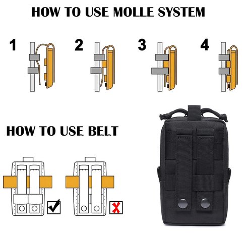 Molle Pouches for Men Tactical Belt Pouch EDC Utility Phone Bag for Backpack Plate Carrier Vest Duty Belt Accessories Gear Organizer Small Pouch (US-Black)