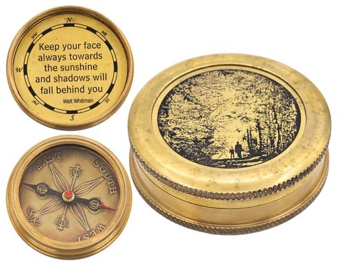 ROORKEE INSTRUMENTS INDIA Dream Chaser Compass in Leather Case- Graduation Day Gift, Motivational Gift for Son, Inspirational Gift to Daughter, Boy, Girl, Old Brass
