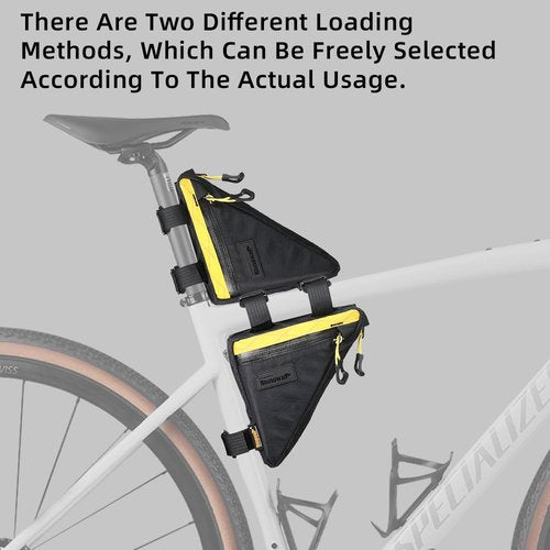 Rhinowalk Bicycle Frame Bag Bike Top Tube Triangle Bag Lightweight 0.9L Touring Pack Cycling Nylon Pouch for Mountain Road Bike(Black)