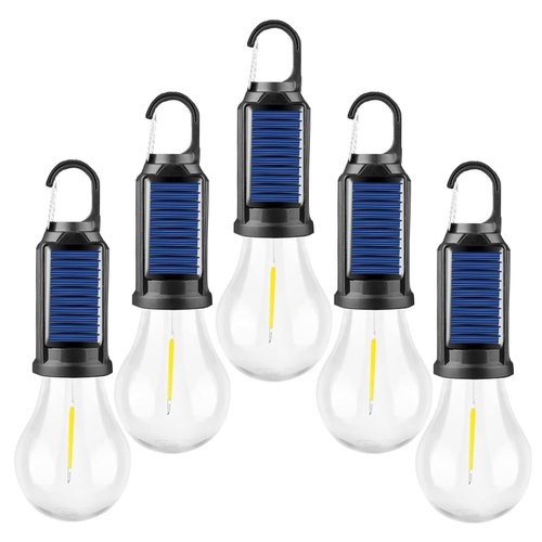 MODOAO Led Tent Lights 5 Pack Camping Lantern USB Rechargeable Solar Tent Lights,Outdoor Hanging Light Bulbs with Clip Hook 3 Mode Lighting Warm White