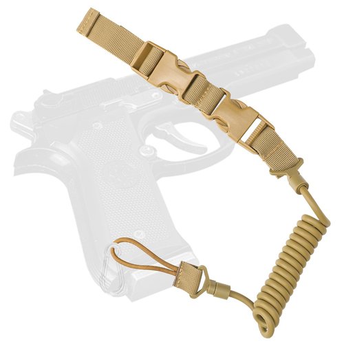 Tactical Pistol Lanyard 3 Colors Pistol Retention Lanyard for Military Police Law Enforcement Security Spring Strap Anti-Loss Elastic Pistol Coil Lanyard with Detachable Buckle for Belt MOLLE Backpack