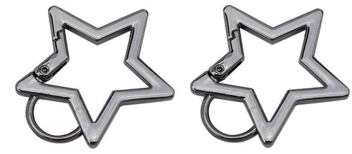 2Pcs Gunmetal Star Stainless Steel Keychain Clip Carabiner Hook Retainer Star Carabiner Hook Retainer Keychain Carabiner Clip for Keys and Wallets with Key Chain Ring, Accessories