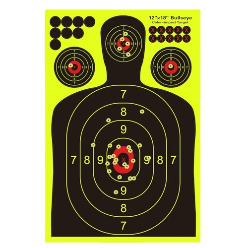 Lipulacer 12x18 inch Silhouette Splatter Shooting Targets, Shooting Bright Yellow Splash Effect Gun Range Targets, Adhesive Paper Target for BB Guns, Airsoft, Rifles and Pistol Shooting Practice
