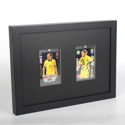 Sports Graded Card Display Case - Wall Mount with UV Protection Glass Door for Baseball Basketball Football Hockey Trading Card Collection (2*35PT Clips)