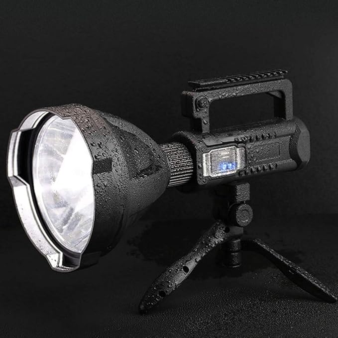 Super Bright Rechargeable Spotlight, Handheld Tactical Flashlight 4 Modes High Power Portable Waterproof LED Searchlight USB Output P90 Camping Torch for Outdoor (P90-Large Size)