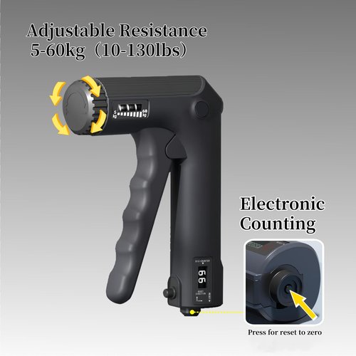 Grip Strength Trainer with Finger Exerciser, 3 Finger Stretcher,Adjustable Resistance Hand Gripper Strengthener with Electronic Counting for Muscle Building and Injury Recover