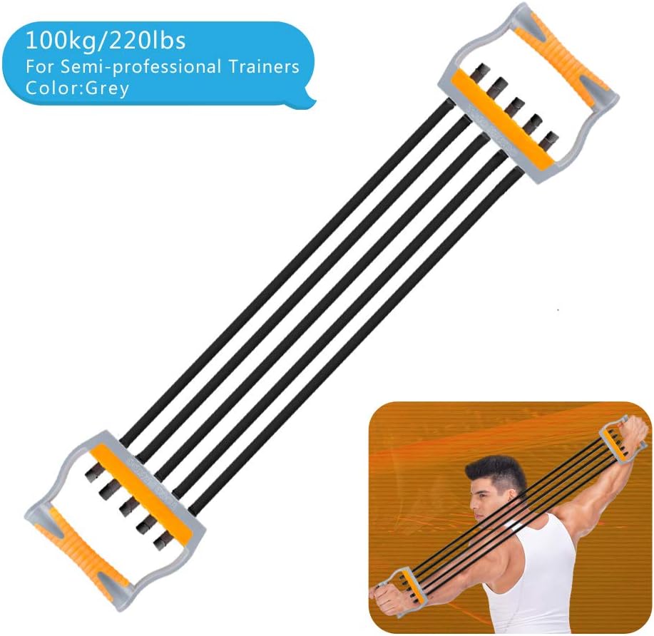 TOCO FREIDO Chest Expander | Arm Training, 5 Tubes Ajustable Arm Strength Trainer, Exercise Resistance Bands for Home Fitness Muscle Training Body Building