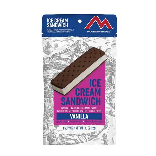 Mountain House Biscuits & Gravy Freeze Dried Backpacking Meal 2 Servings + Vanilla Ice Cream Sandwich Freeze Dried Backpacking Snack 1 Serving