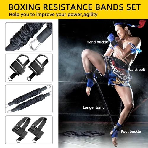 Ycendelion Boxing Resistance Bands, Leg Strength and Agility Speed Trainer for Men and Women Exercise Power Punch Pro with Belt, Ankle, Kicking Set for MMA