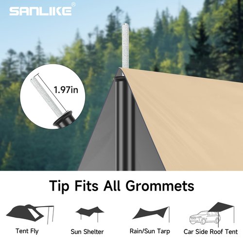 SAN LIKE Tent Poles Iron Camping Tarp Poles 76.6in Telescoping Tarp Tent Poles Adjustable Collapsible Tent Poles Canopy Rain Awning Shelter Backpacking Hiking (5 Sections)