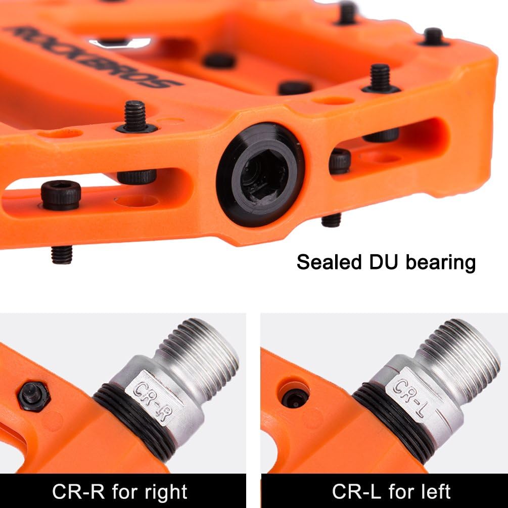 ROCKBROS MTB Pedals Mountain Bike Pedals Lightweight Nylon Fiber Bicycle Platform Pedals for BMX MTB 9/16"