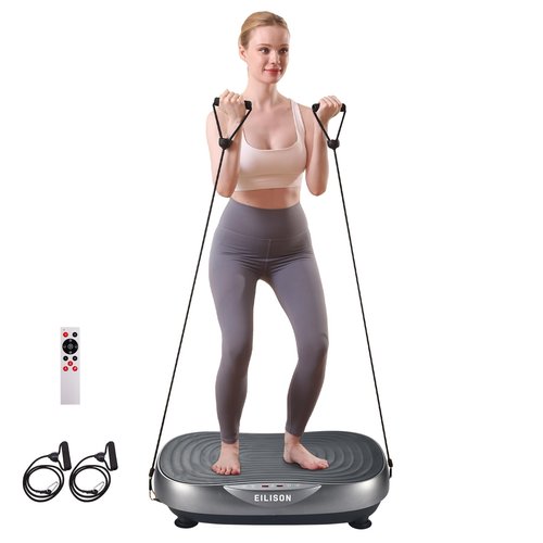 EILISON FIRMHOLD Handle Vibration Plate Exercise Machine for Lymphatic Drainage- Full Body Vibration Platform for Weight Loss, 350lbs Vibration Plate for Beginners & Recovery (Glory Grey)