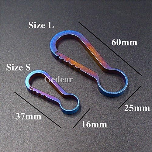 Titanium TC4 Ti Snaplock Quickdraw Buckle Carabiner Clip Outdoor Tool Quick Release Keychain (Blue, S(37mm)+25mm Keyring)