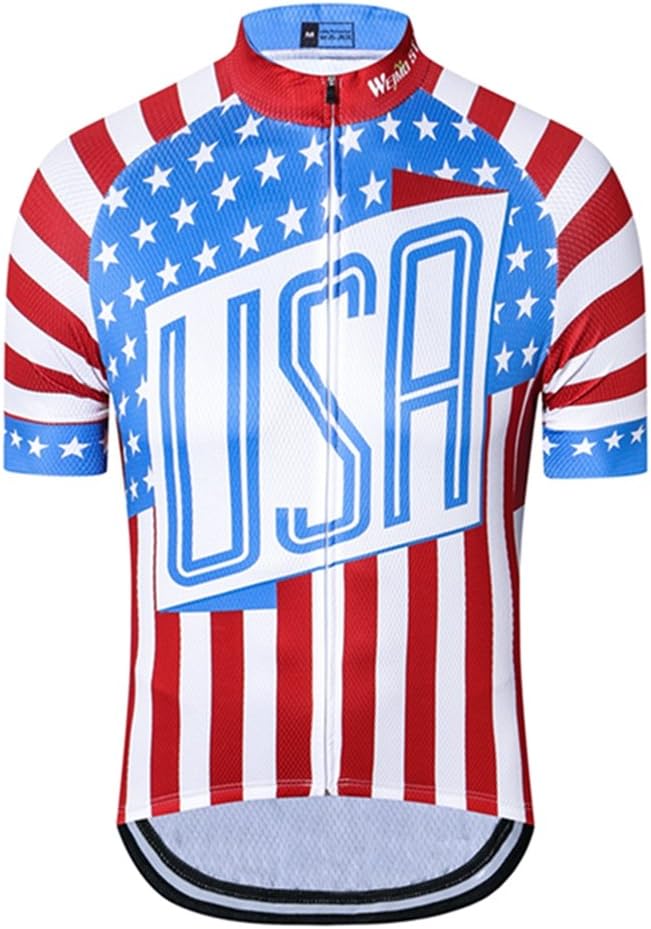 Weimostar Men's USA Cycling Jersey Short Sleeve Biking Shirts Breathable with Pockets