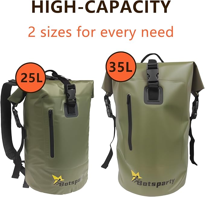 Waterproof Dry Bag Backpack - Lightweight Hiking Pack with Zippered Pocket for Camping, Kayaking, Travel, Hiking, Fishing, Outdoor Enthusiasts（35L）
