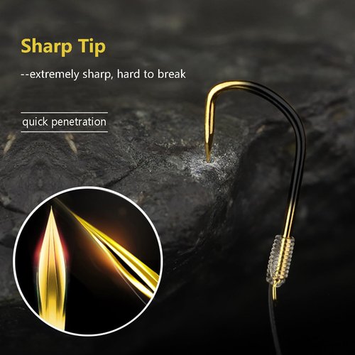 AMHDV Small Barbless Fishing Hook with Line, Tiny Fish Hooks and Leader (Pack of 20) (Black Gold, 20# (0-0.44lb))