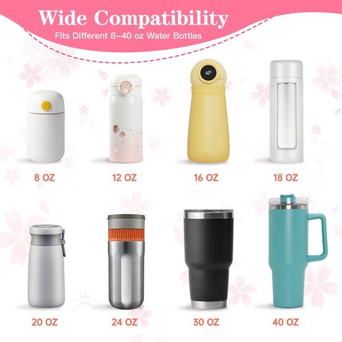 Lingdeer Water Bottle Handle with 2Pcs Letter Charms & 2Pcs Personalized Initial Straw Cover Toppers, Water Bottle Holder Lanyard Sling Carrier Strap, Suitable for 30&40 Oz Stanley Cup Accessories (H)