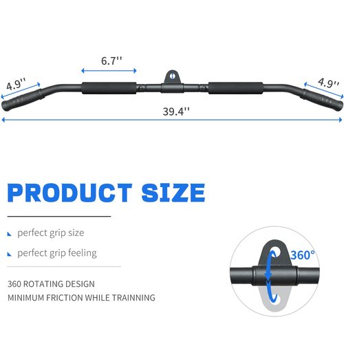 Rotating Lat Pull Down Bar 39.4'' Lat Pulldown Attachments for Pulley System Gym Cable Machine LAT Pull Down Machine, Lat Pulldown Bar Cable Machine Attachment Cable Attachments for Gym