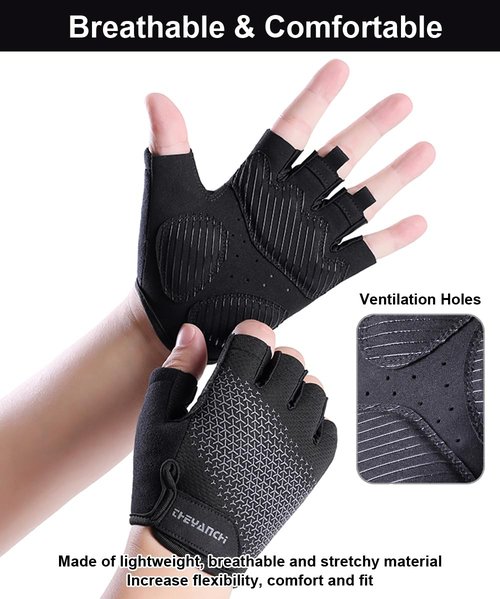 SUJAYU Fingerless Workout Gloves for Men Women Bike Gloves for Men Cycling Bicycle Accessories, Guantes para Bicicleta Hombre Guantes Ciclismo Hombre (Black, Medium)