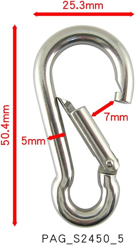 PROTEUS Stainless Steel Snap Hook for Keyring, Chain, Home, Camping, Diving, Traveling, Hiking, Dog leash, Backpack Pack of 5