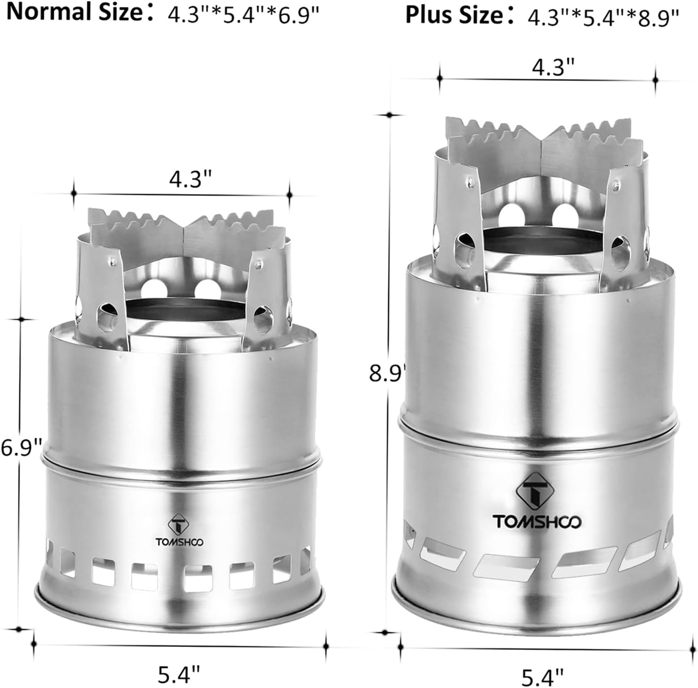 TOM SHOO Camping Stove Camp Wood Stove Portable Foldable Stainless Steel Burning Backpacking Stove for Outdoor Hiking Picnic BBQ