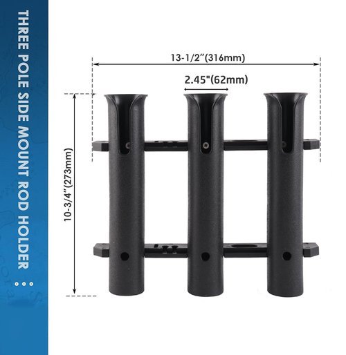 Cooler Fishing Rod Holder, Fishing Rod Rack for Boat, Fishing Rod Holder for YETI Coolers and RTIC Coolers,with Tie-Down Slot Cooler Accessories (3-Link Black)
