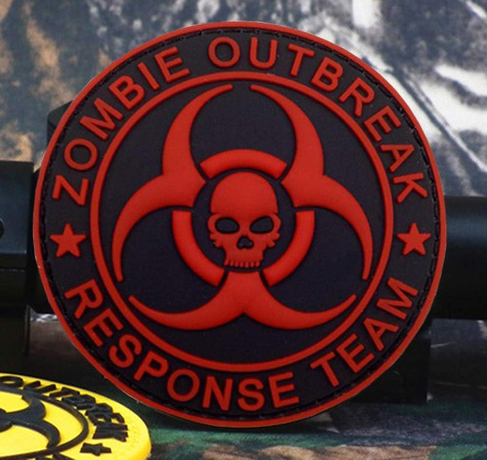 Zombie Outbreak Response Team Patch Biohazard Patches Embroidered Applique Hook&Loop Patch Tactical Patch(Black+Green)