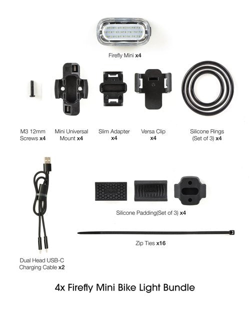 Lumos Firefly Mini Smart Bike Light System,Sync Turn Signal & Brake Lights, Rechargeable LED Front & Rear Lights with Custom Brightness, Flash Patterns, Bicycle Accessories for Night Riding