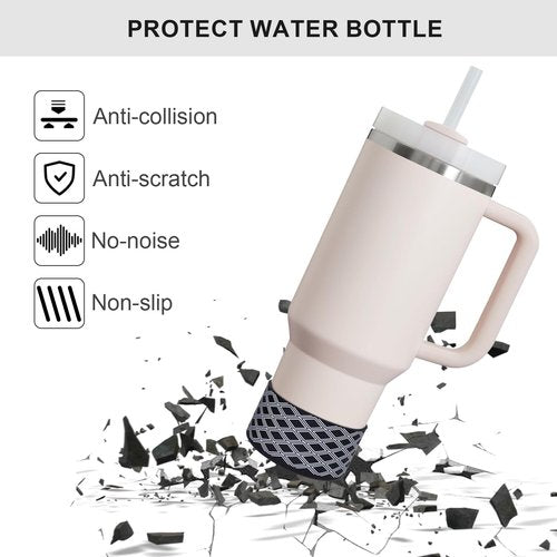 VirgoCCY Protective Silicone Boot for Stanley Tumbler 12-40oz, Diamond Pattern Design, Hydro Flask, Owala, Yeti, Simple Modern, Iron Flask Tumbler Accessories,Anti Slip Bottom Cover Bumper, Black