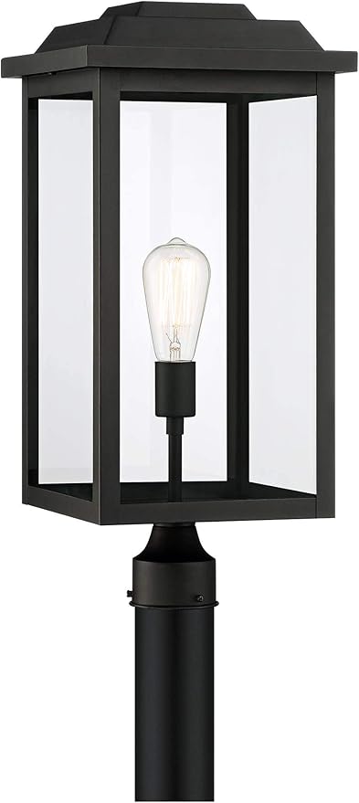 John Timberland Eastcrest Modern Outdoor Post Light Fixture Textured Black Metal 22 1/2" Clear Glass for Exterior House Porch Patio Outside Deck Garage Yard Garden Driveway Home Lawn Walkway