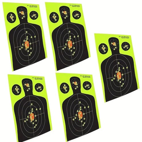 Silhouette Splatter Burst Target- 12 x 18 inch - Easily See Your Shots Burst with Higly Visible Bright Flourescent Yellow Upon Impact, 10-Pack