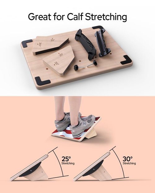 Sozzy 2-in-1 Balance Board and Slant Board, at-home Physical Therapy, Working on Balance, Calf Stretching, DIY Wooden Wobble Board, Version 3.0 Upgraded to 400 lbs (National Flag Color)