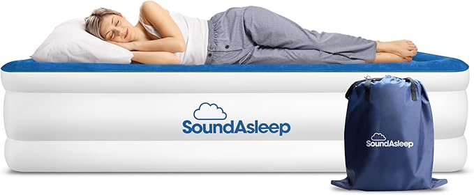 SoundAsleep Dream Series Luxury Air Mattress with ComfortCoil Technology & Built-in High Capacity Pump for Home & Camping- Double Height, Adjustable, Inflatable Blow Up, Portable - King Size