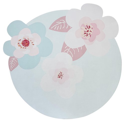 ABREEZE Irregular Large Flower Meditation Mat Non Slip Round Pilates Yoga Mat Natural Rubber with Sueded Surface Exercise Mat
