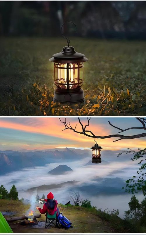 Rechargeable Camping Lantern,Outdoor Camping Light with USB Charging Port,Fearless of Wind and rain,Suitable for Garden,Courtyard,and Lawn Use(Green)