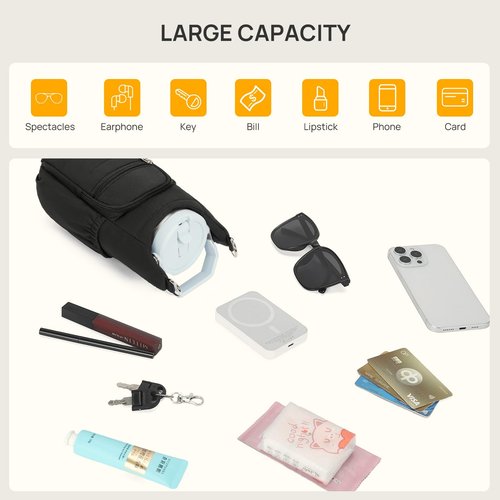 Telena Water Bottle Holder with Strap RFID Crossbody Bags for Women for Walking, Hiking, Cycling Black