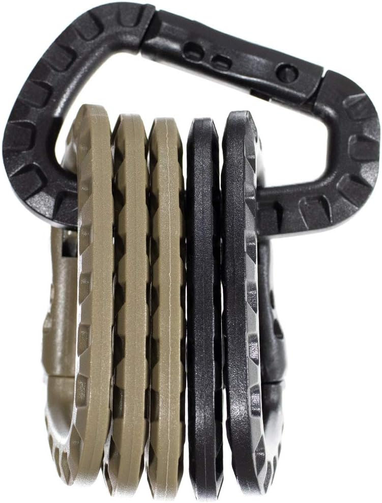 Tactical Carabiner Keychain 6 Pack - Durable Plastic Carabiners - Lightweight Spring Snap Gear - Utility Hooks for Backpacks, Buckles, Hanging Gear, and Outdoor Recreation
