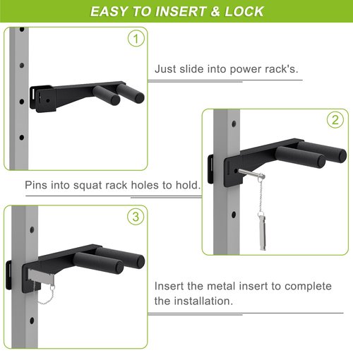 Lifeswell Dip Bar Attachment for 2" x 2" Power Rack, Non-Slip Wide & Narrow Grip Handles, 500 lbs Capacity, Squat Rack Attachment for Dips, Inverted Rows, Push-Ups