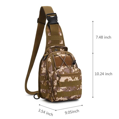 Tactical Backpack, Waterproof Military Cross-body Molle Sling Shoulder Backpack Chest Bag for Outdoor Every Day Carry Camouflage B