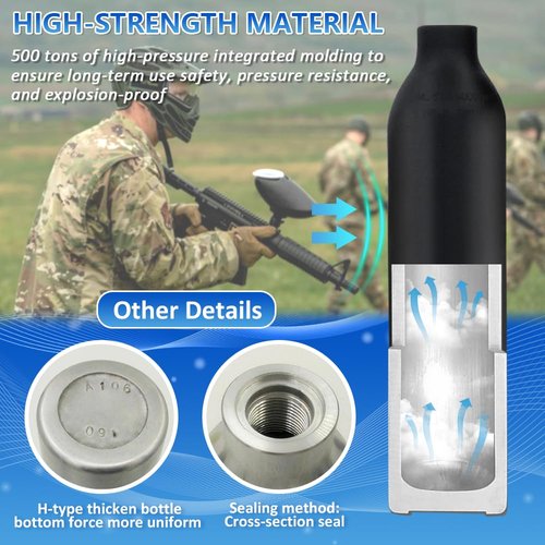Wazusogok 0.5L PCP Air Tank, 4500 PSI High Pressure Paintball Tank, Air Bottle Made of Aluminum Explosion Proof, M18 by 1.5 Thread for PCP Airsoft Gun and Scuba Diving（Empty Bottle）